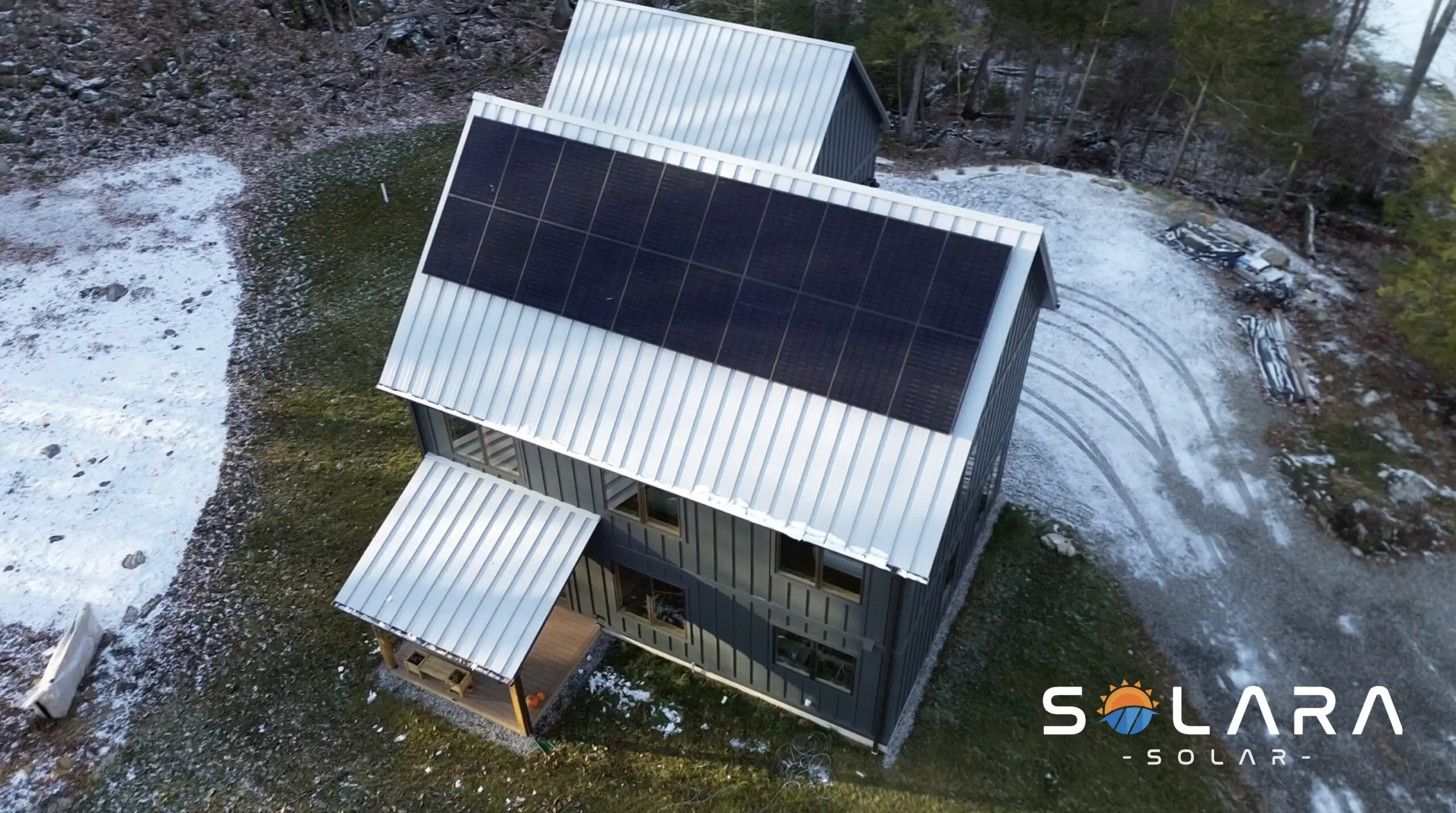 Solar panels installed on a standing-seam metal roof