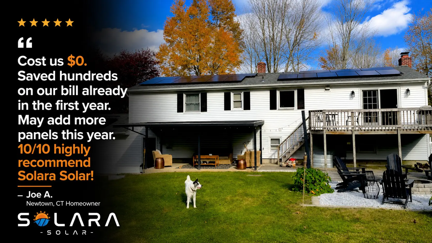 Five star Connecticut homeowner review for Solara Solar